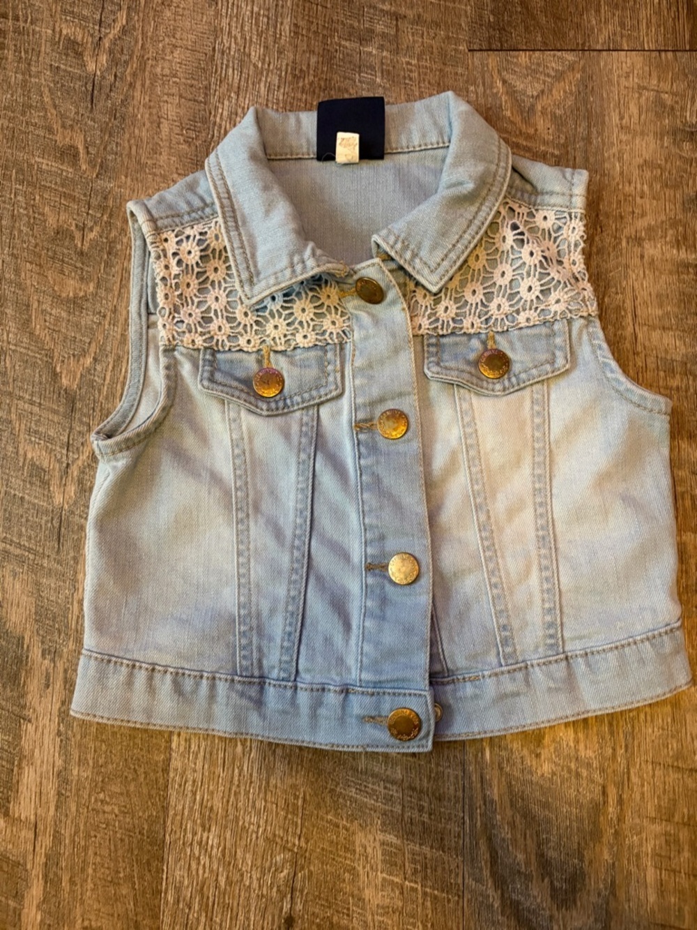 Toddler Girs Denim Vest with Lace Trim - Picture 5 of 5